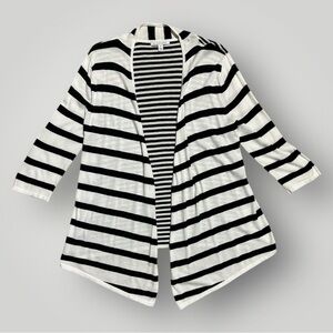 41 Hawthorn Black White
Striped Open Front Cardigan XL Draped Hem